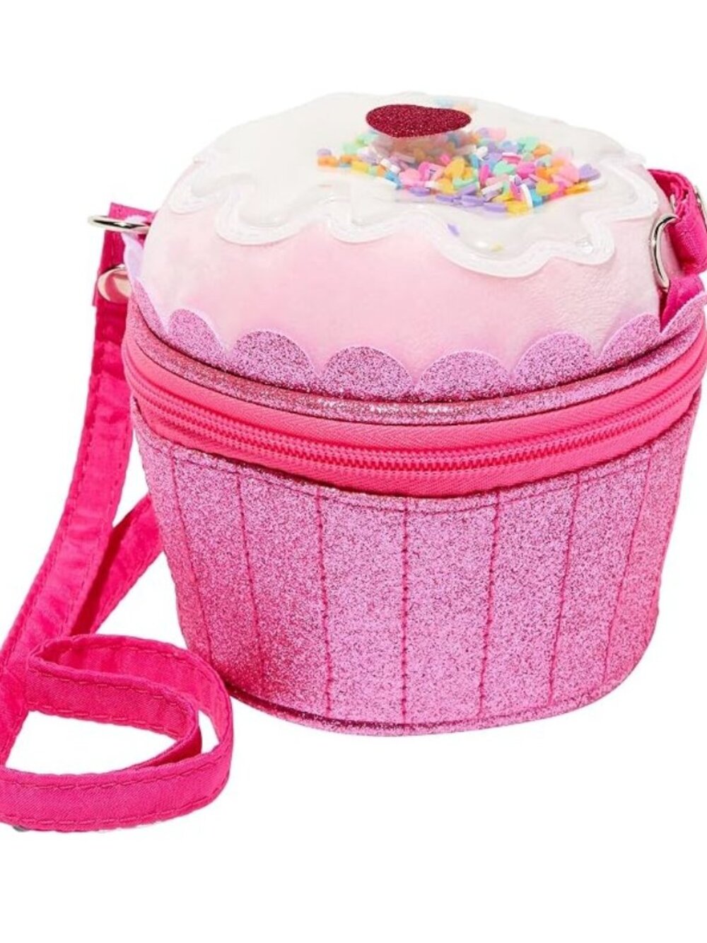 CLAIRE'S Club Pink Glitter Cupcake Cross-body Bag Purse - NEW NWT